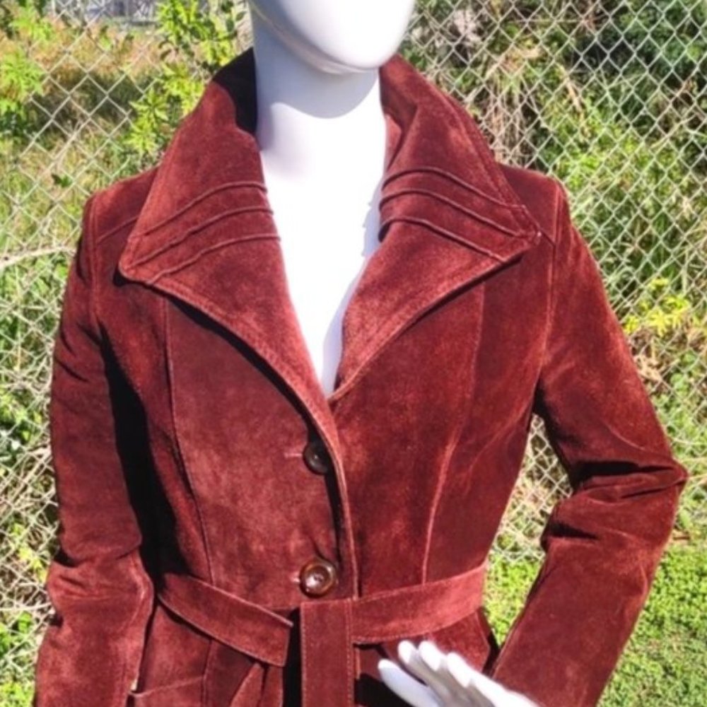 Argentinian Ladies Genuine Suede Leather Full Length Coat (Quilted Lining)